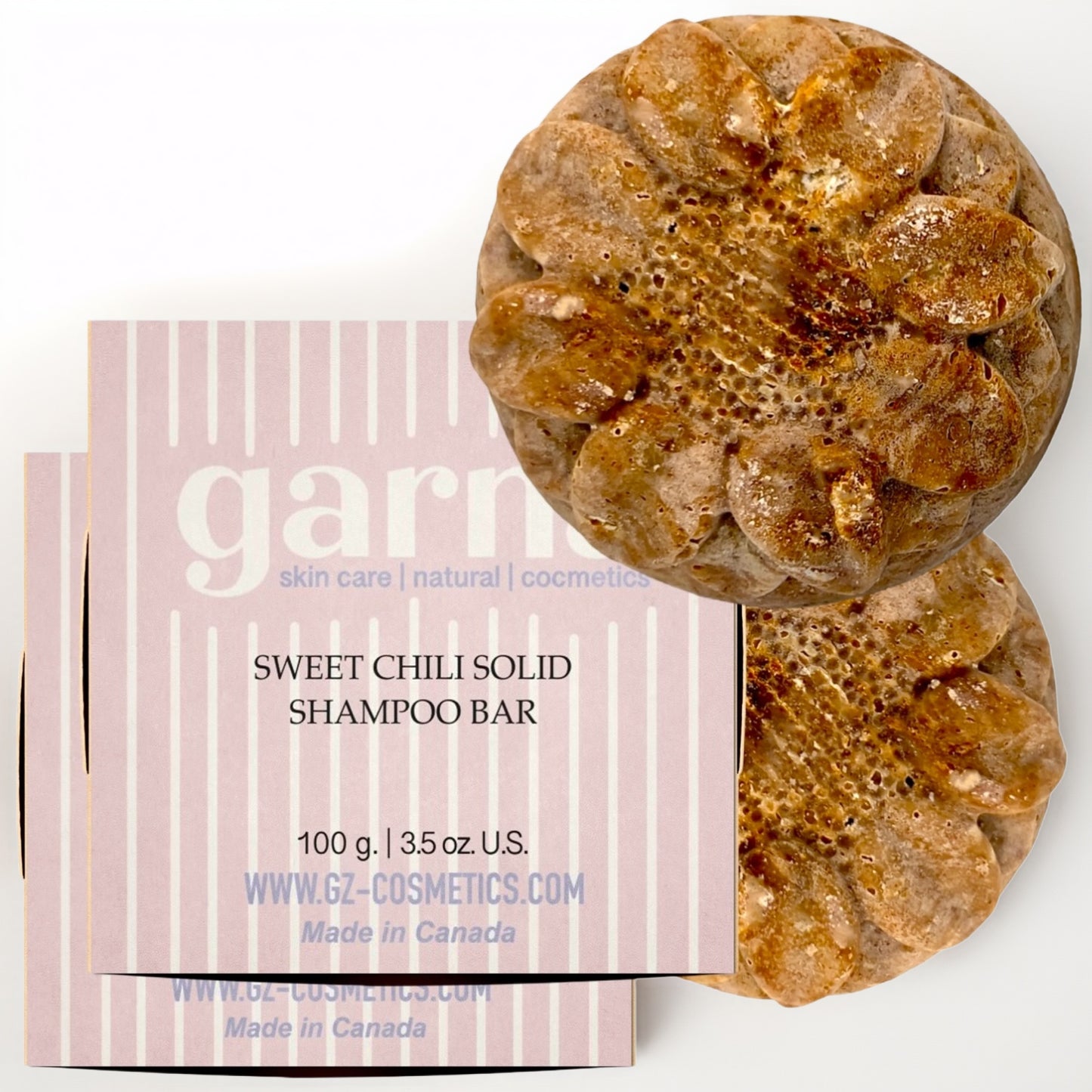 Garna Sweet Chili Solid Shampoo Bar - 2 X 100g(2 X 3.5 oz), Normal & Oily Hair, 50+ Washes