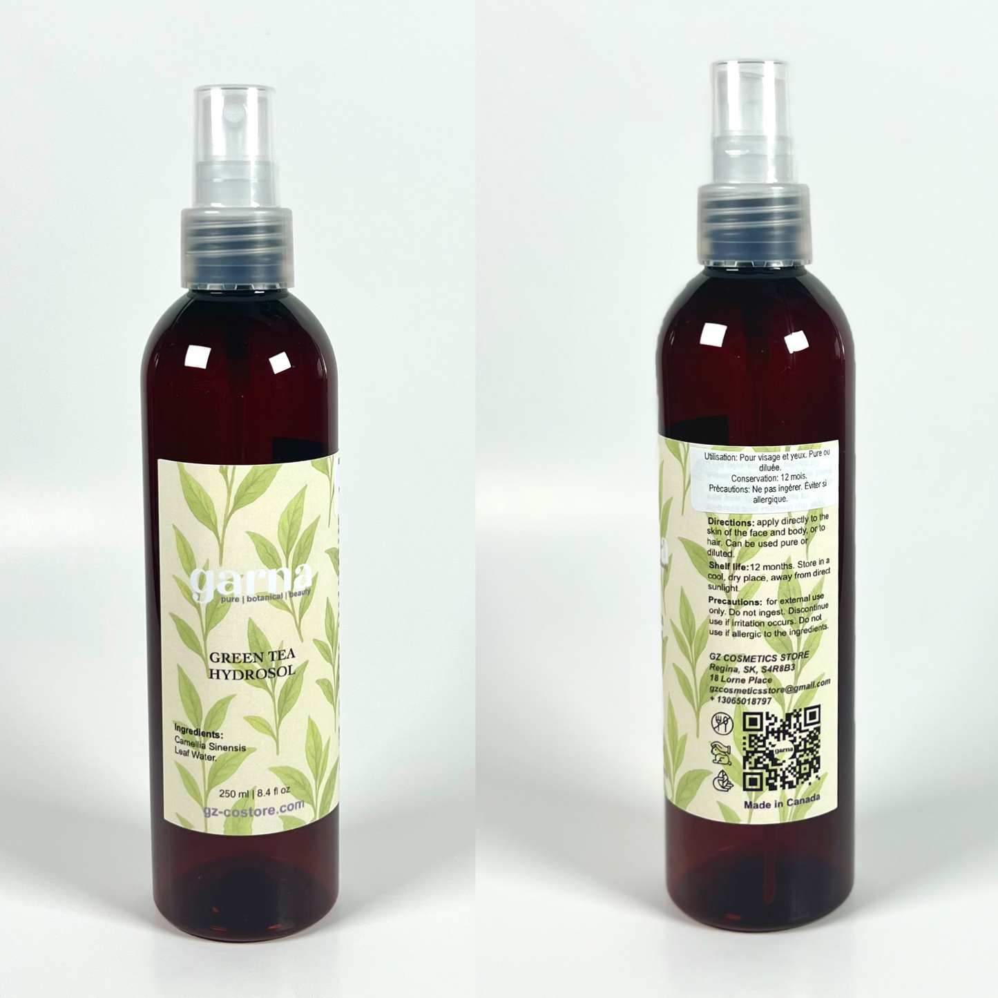 Garna Green Tea hydrosol 250 ml bottle