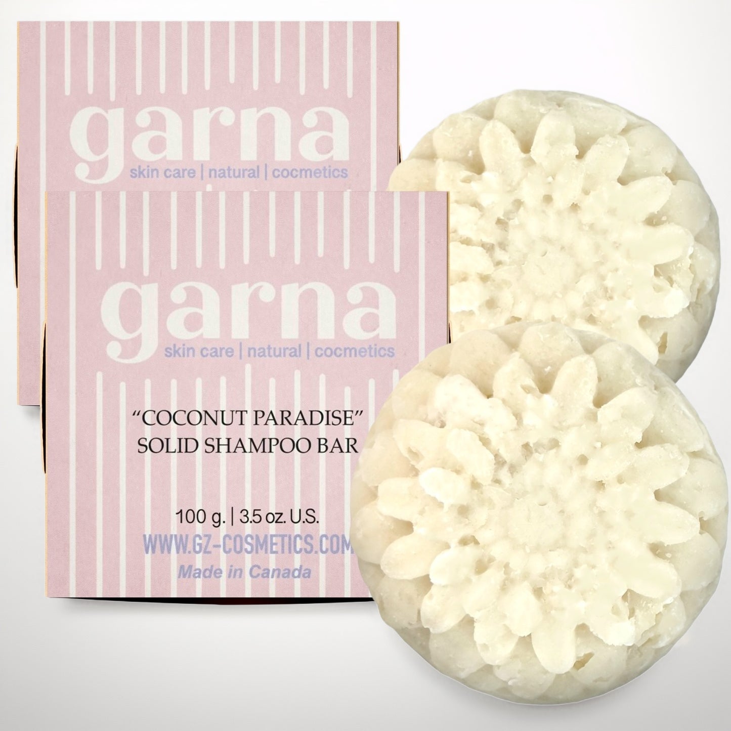 Garna Coconut Paradise Solid Shampoo Bar - 2 X 100g(2 X 3.5 oz), Moisturizing, for All Hair Types