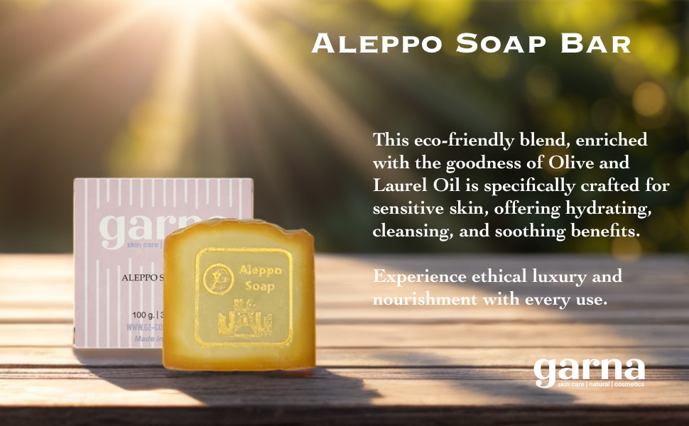 Garna Aleppo Soap Bar 3.5 oz: Handcrafted Body Wash with Olive & Laurel Oil Blend, Sensitive Skin Care