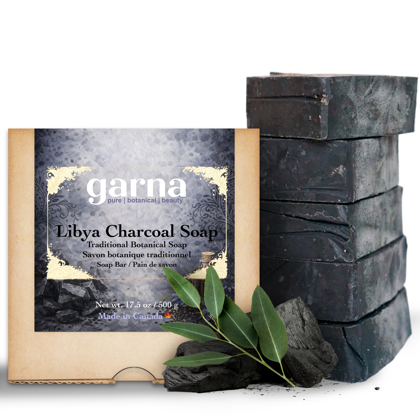 Savon au charbon de Garna – Savon artisanal moderne et pur pour le bain et la douche