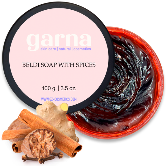 Garna Spice Scrub: Moroccan Black Beldi Soap 3.5 oz, Exfoliating Body Peel for Skin Purification & Hydration