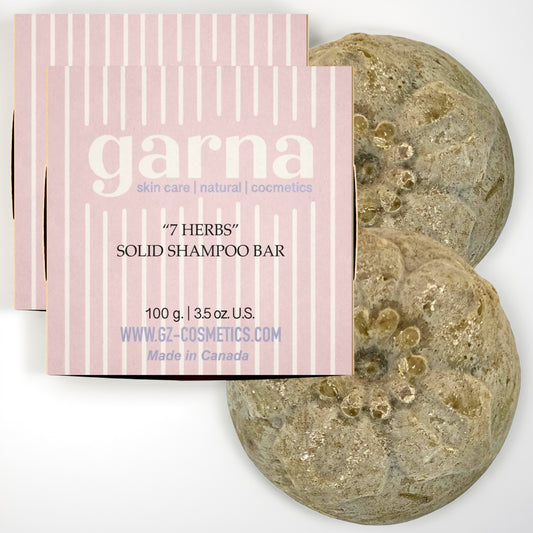 Garna Seven Herbs Solid Shampoo Bar - 2 X 100g(2 X 3.5 oz), All Hair Types, Nourishing & Plant-Based