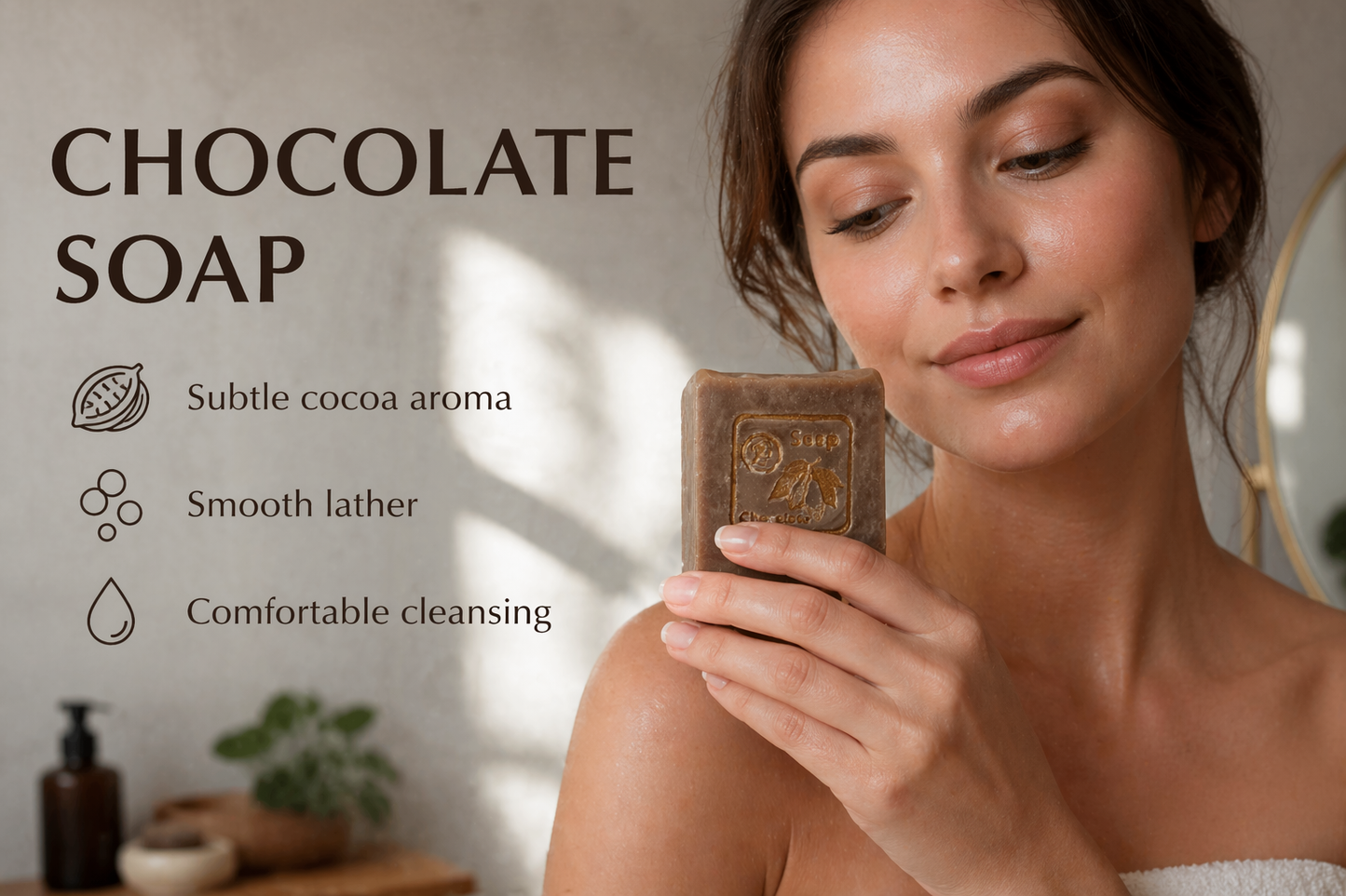 Chocolate Scented Soap Bar by Garna – Cozy handmade bar soap