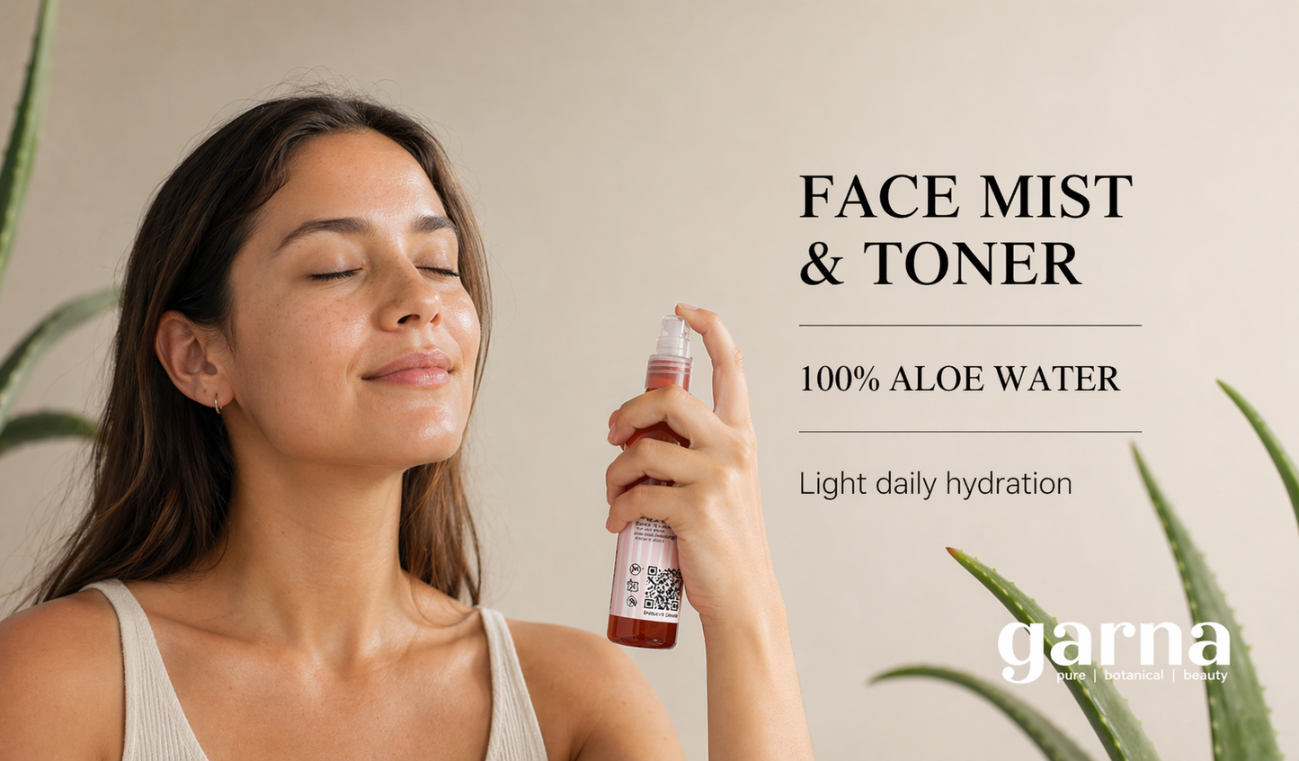 Eau hydrolat d'aloès de Garna – 946 ml d'eau botanique dans une simple bouteille