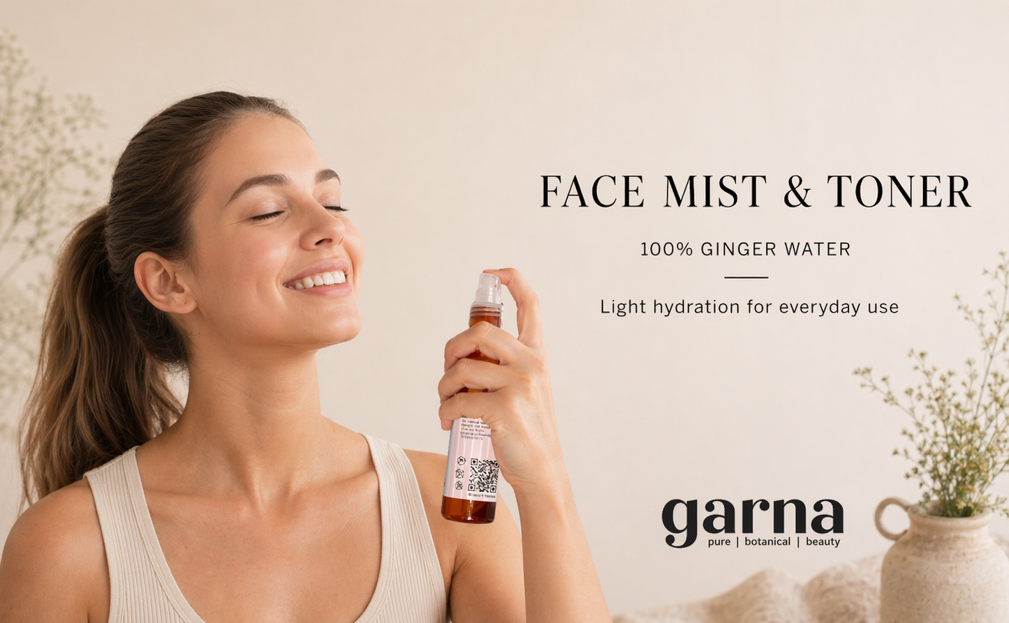 Ginger Hydrosol Mist by Garna 100 ml – Botanical face & hair mist for daily use