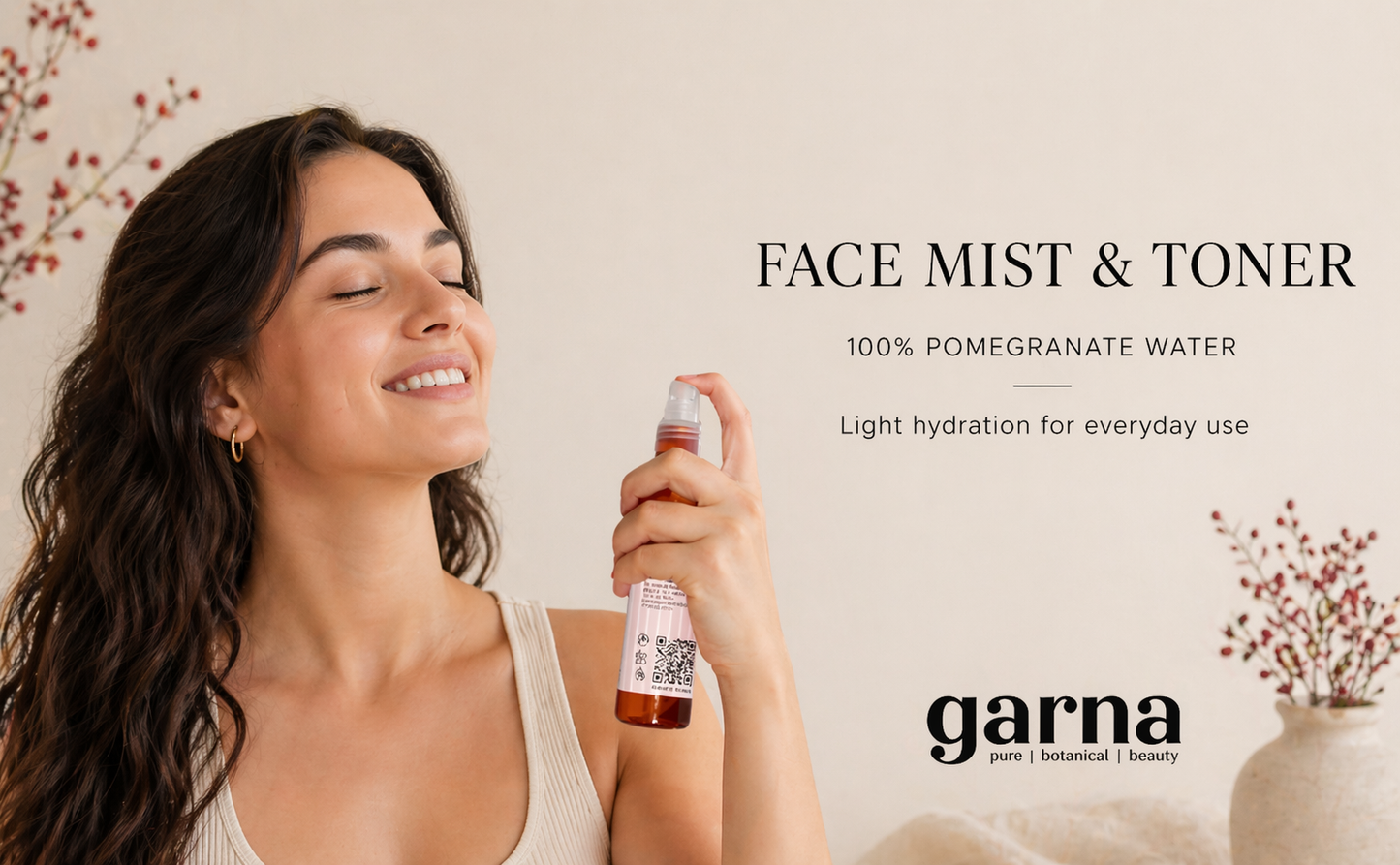 Pomegranate Hydrosol Mist by Garna – Botanical face & hair mist for daily