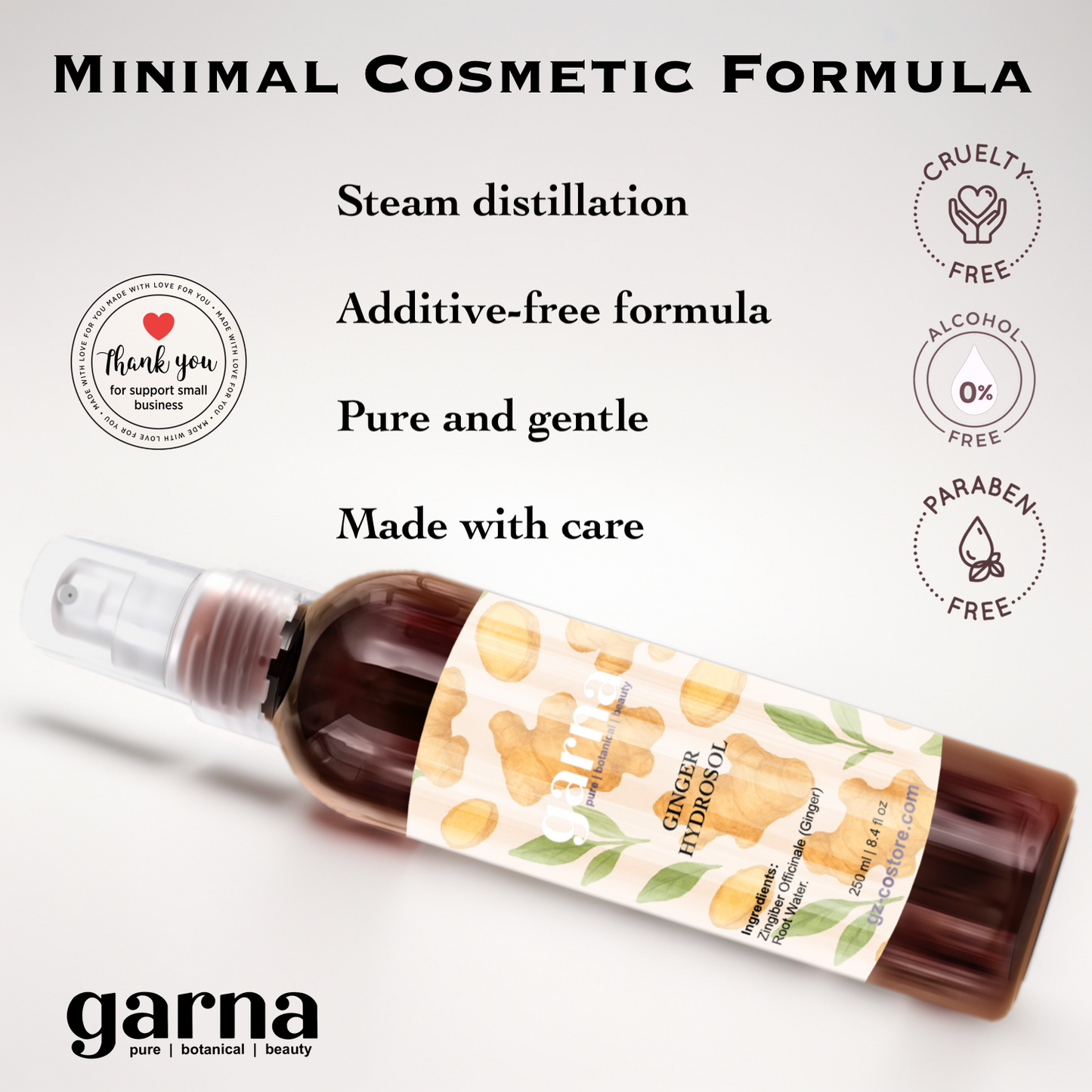 Ginger Hydrosol Mist by Garna – Botanical face & hair mist for daily use 250 ml