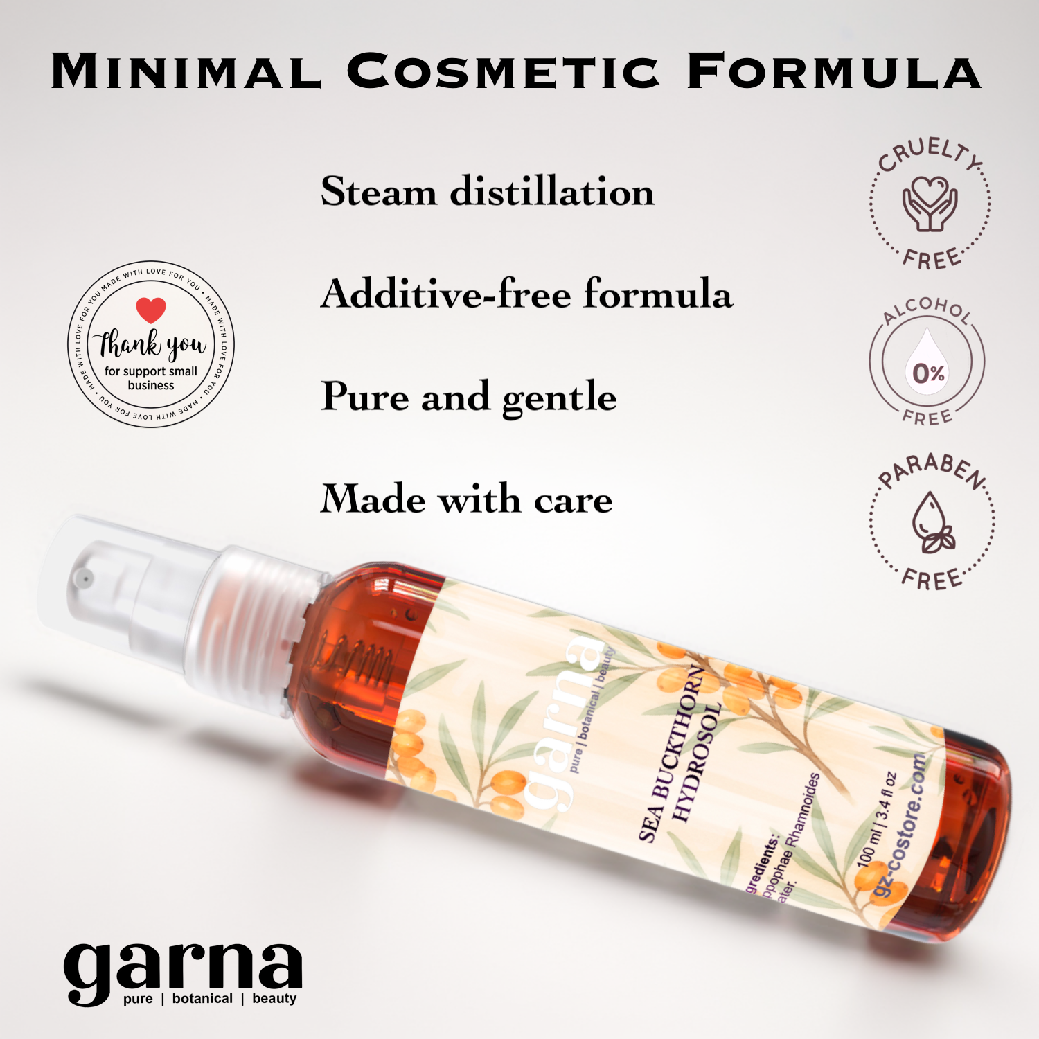 Botanical hydrosol mist by Garna for face and hair