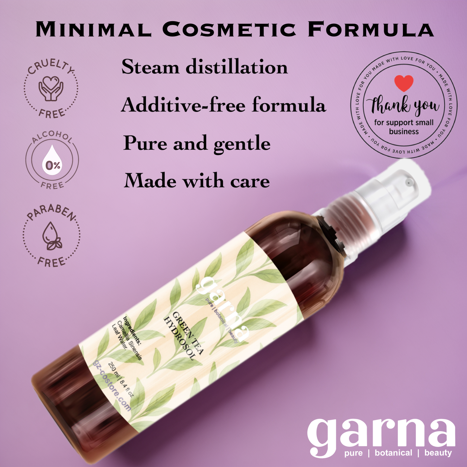 Garna Green Tea hydrosol 250 ml bottle