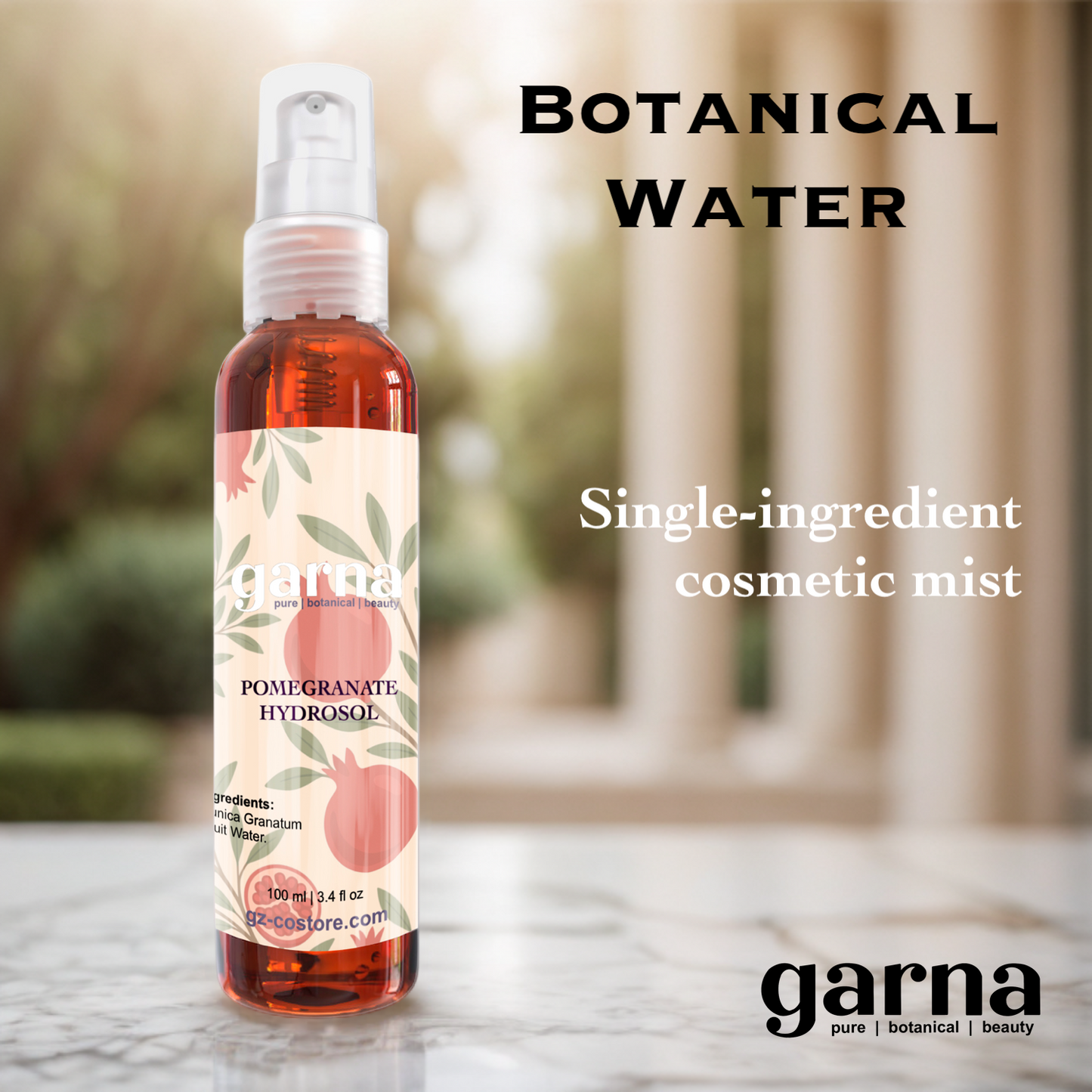 Botanical hydrosol mist by Garna for face and hair