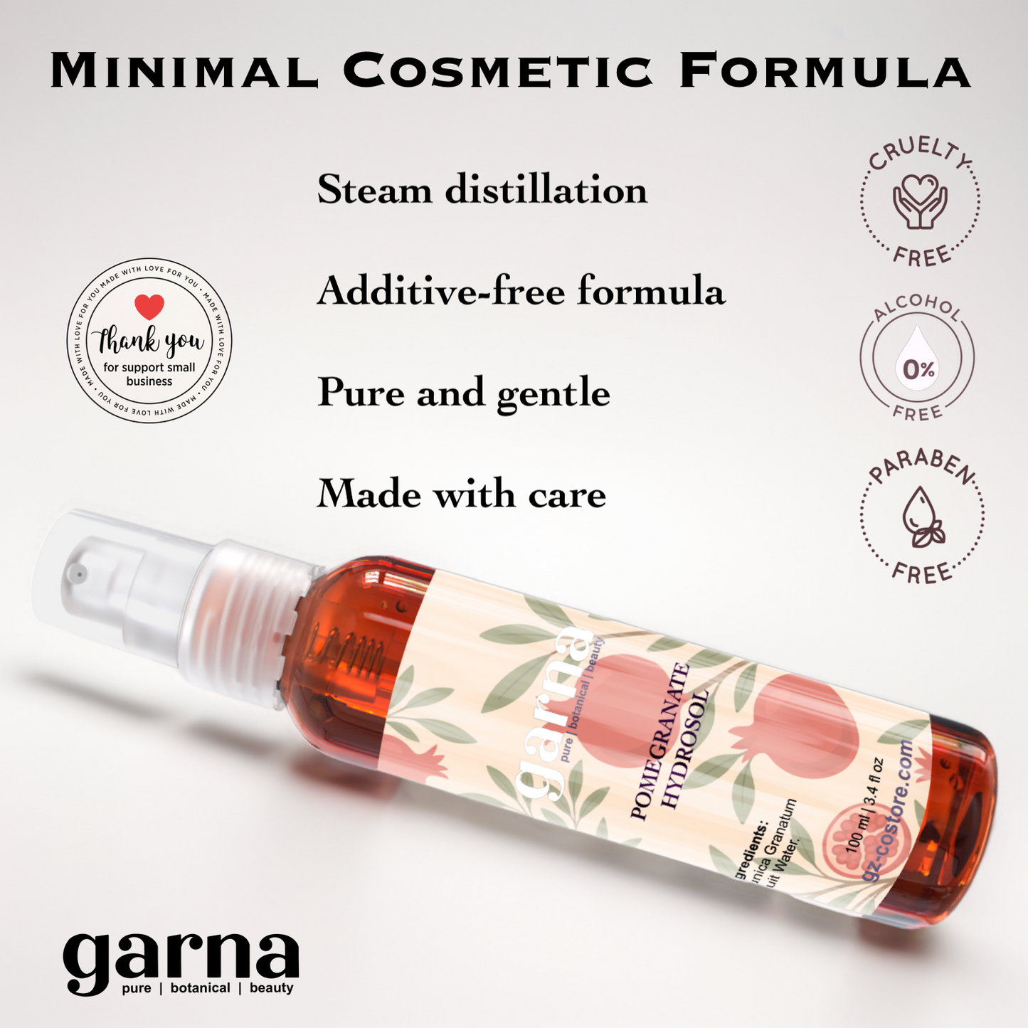 Botanical hydrosol mist by Garna for face and hair