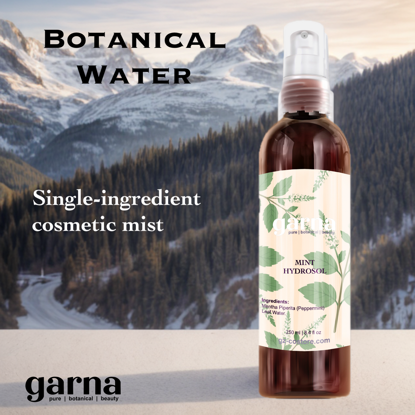 Mint Hydrosol Mist by Garna – Botanical face & hair mist for daily use 250 ml