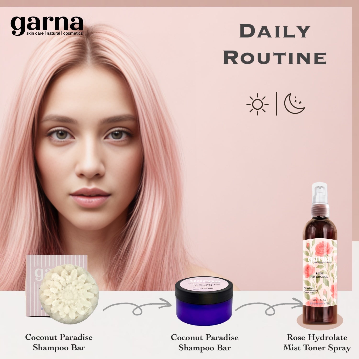 Garna Rose hydrosol 250 ml bottle