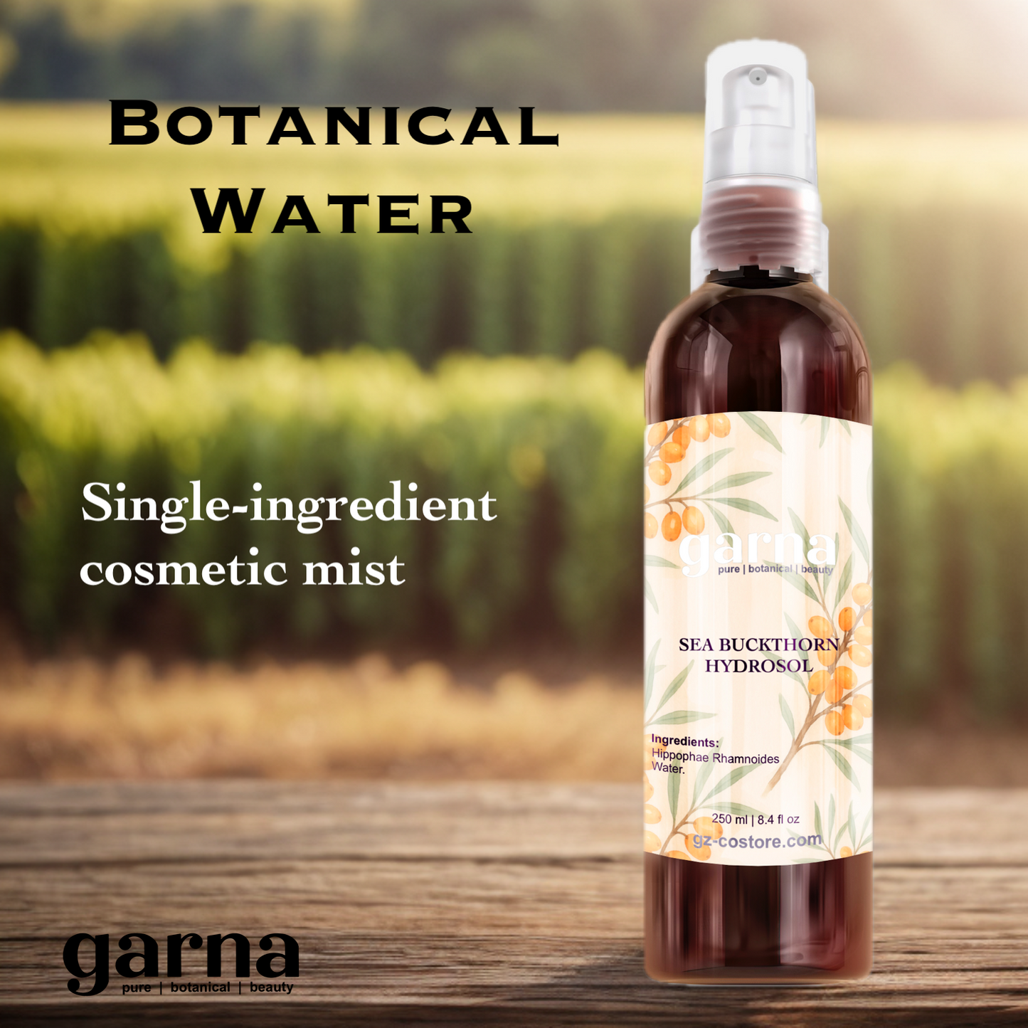 Sea Buckthorn Hydrosol Mist by Garna – Botanical face & hair mist for 250 ml
