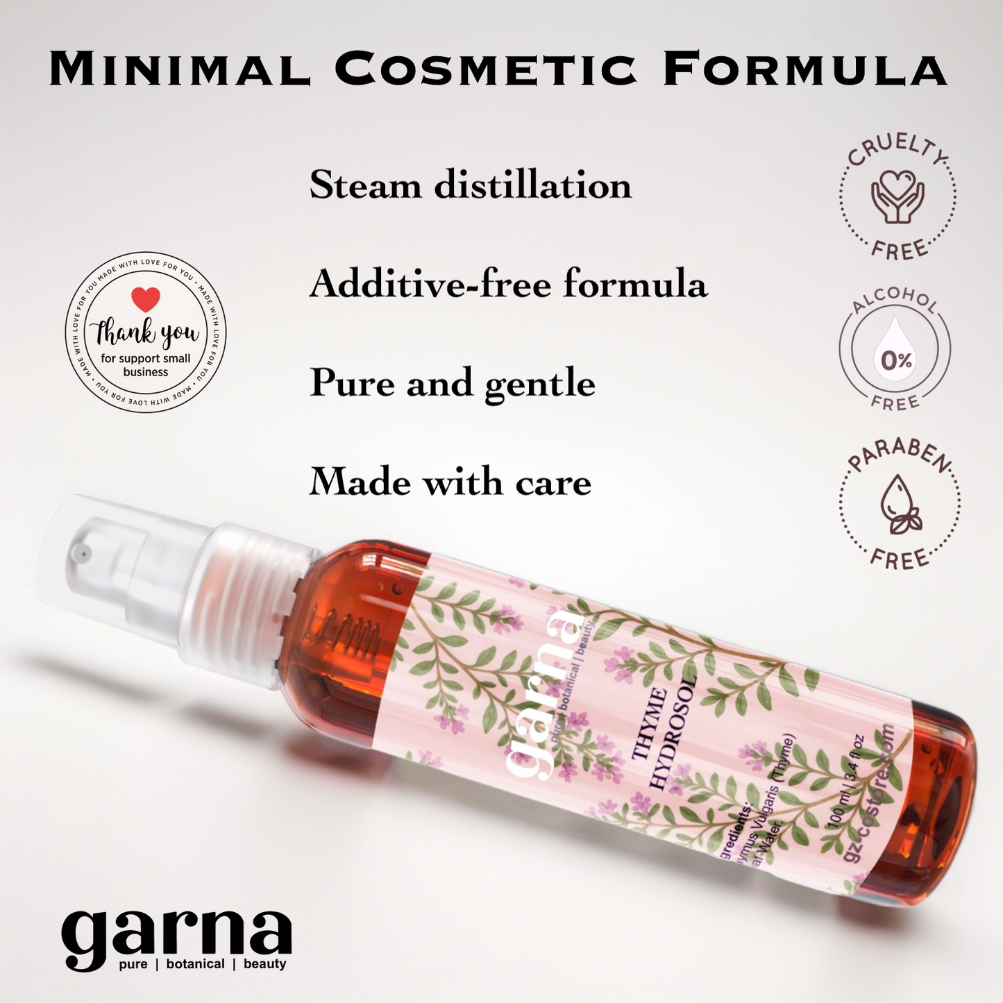 Botanical hydrosol mist by Garna for face and hair