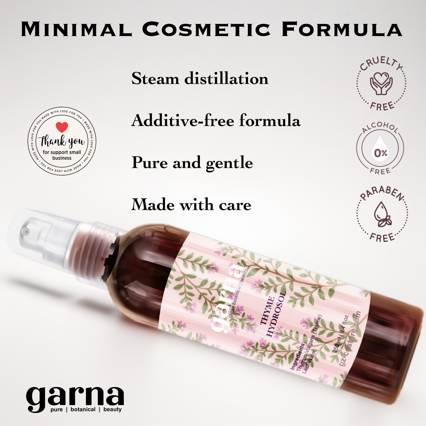 Thyme Hydrosol Mist by Garna – Botanical face & hair mist for daily use 250 ml