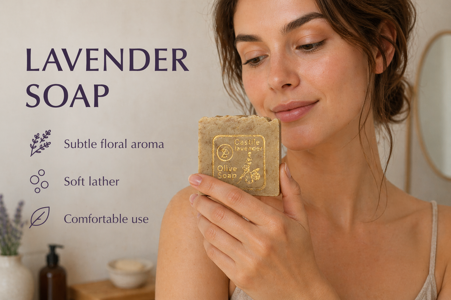 Lavender Castile Soap Bar by Garna – Handmade bar soap for daily use