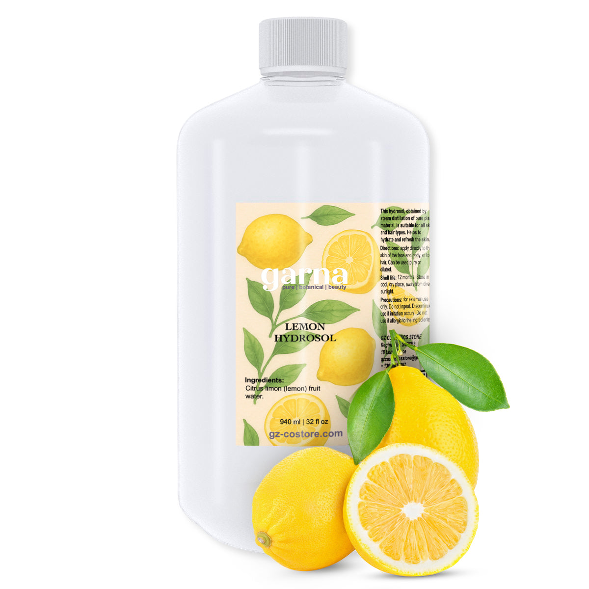 Lemon Hydrosol Water by Garna – 32 oz bright botanical water for daily botanical hydrosol by Garna
