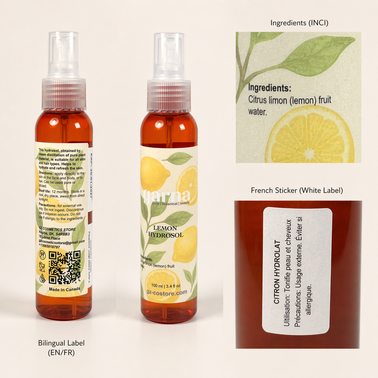 Brume d'hydrolat de citron de Garna – une brume d'agrumes fraîche pour une routine quotidienne facile