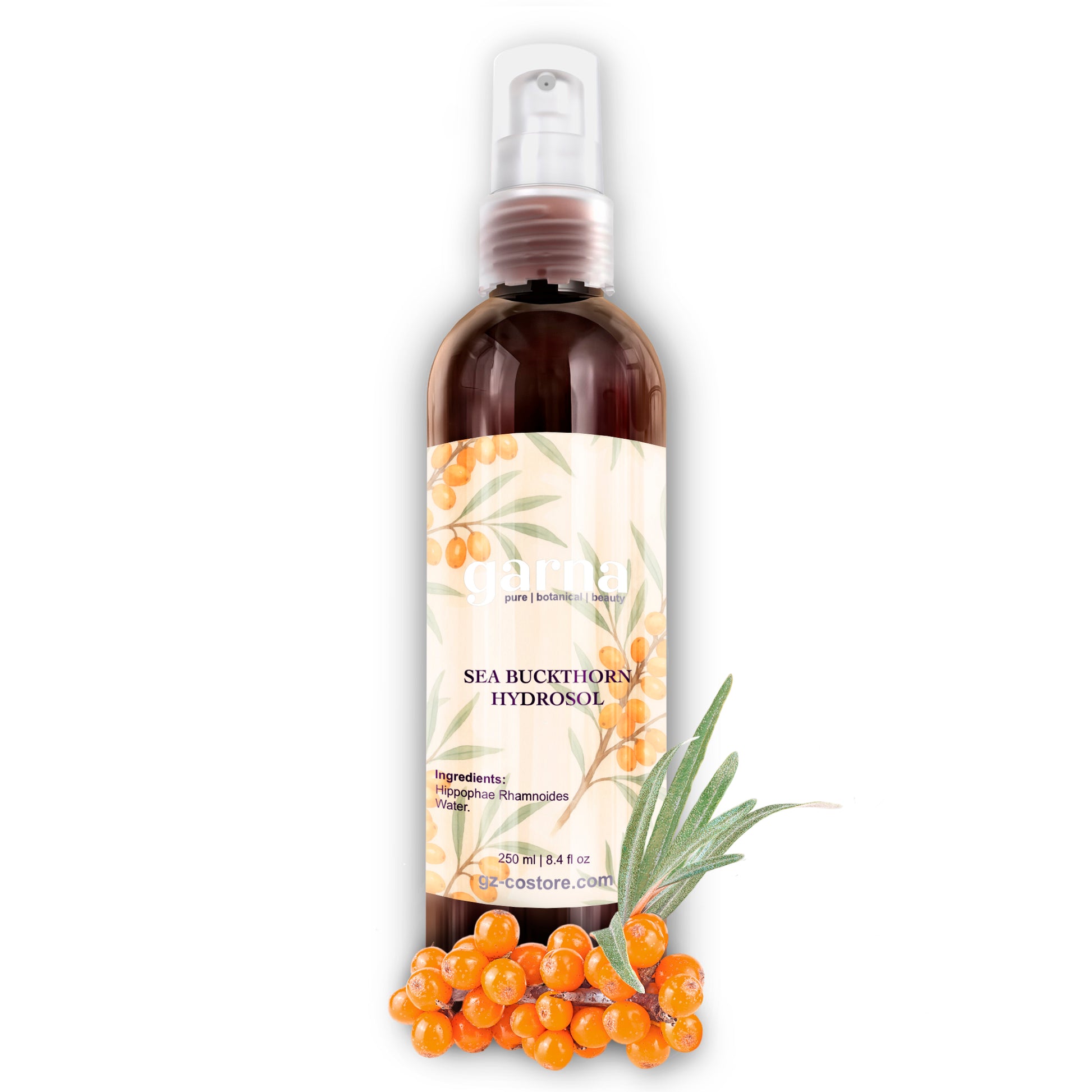 Garna Sea Buckthorn Hydrosol Mist by Garna – Botanical face & hair mist for 250 ml botanical skincare by Garna