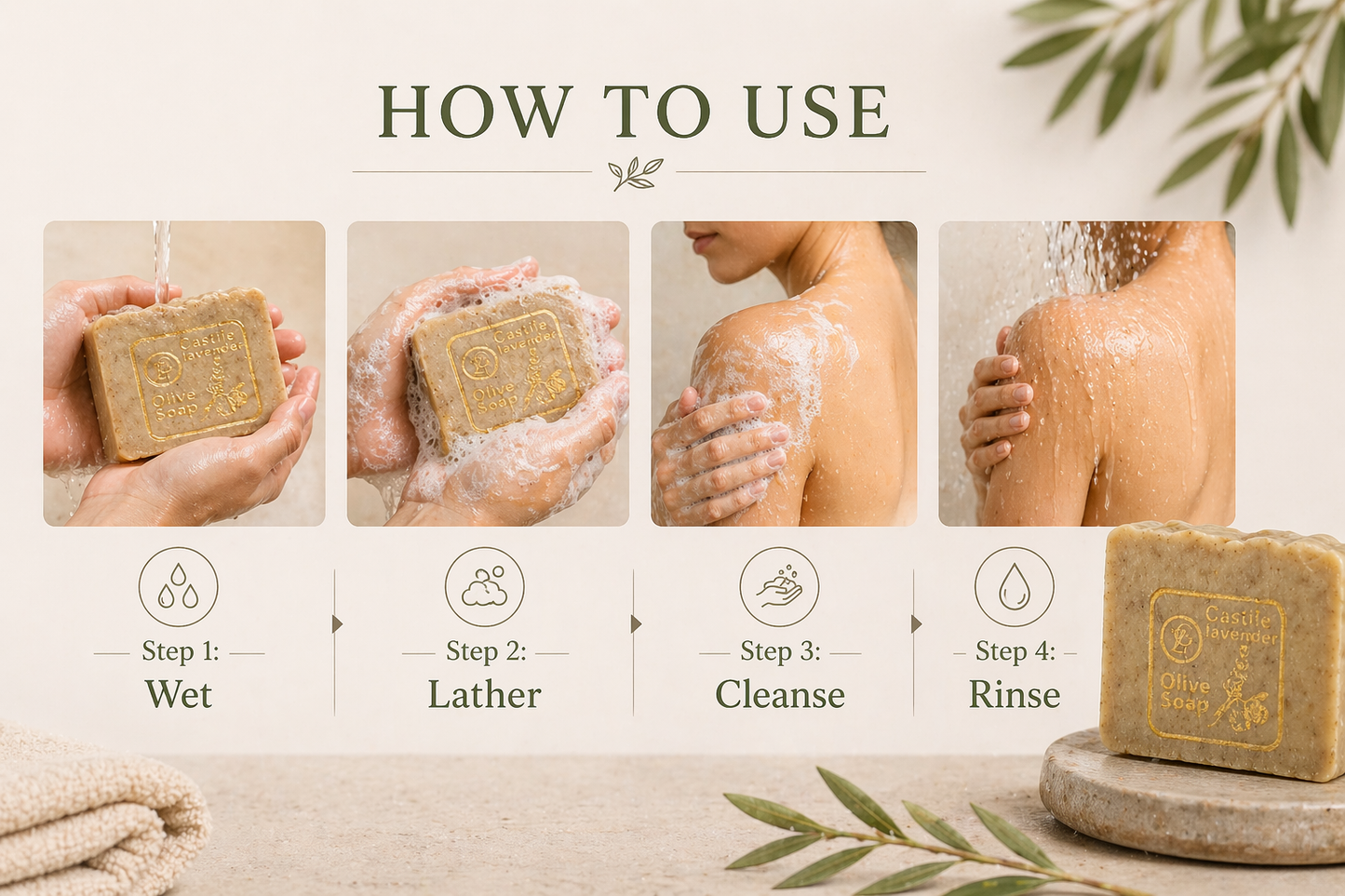 Lavender Soap by Garna – Castile-style handmade soap with a soft floral