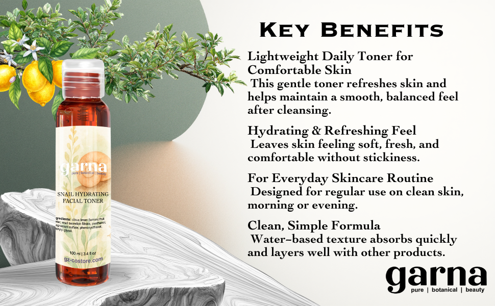 Snail mucin facial toner by Garna, 100 ml skincare toner – photo 8