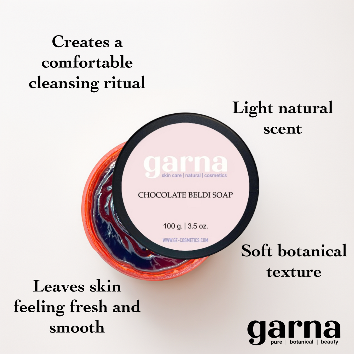 Chocolate Beldi Soap by Garna (100g) – Moroccan black soap paste (beldi), photo 3