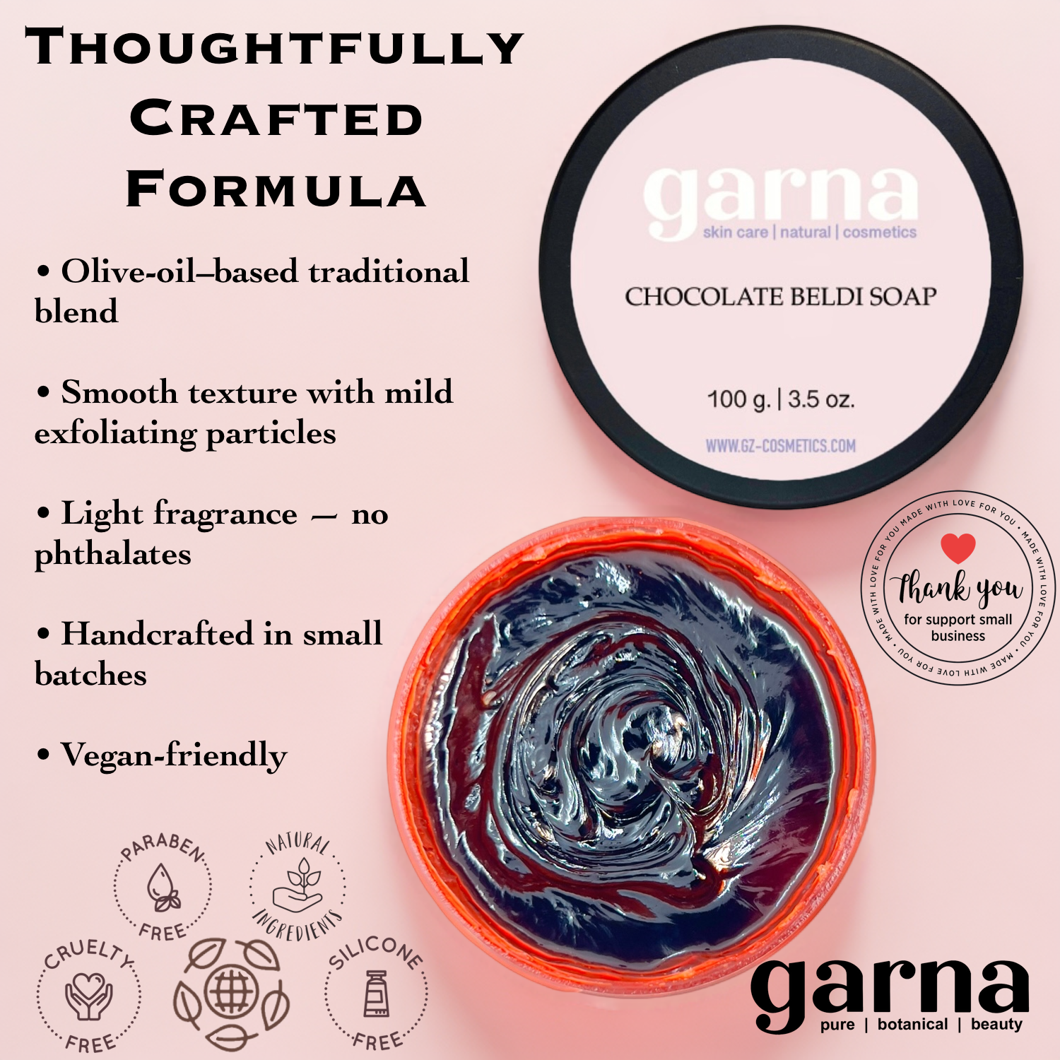 Chocolate Beldi Soap by Garna (100g) – Moroccan black soap paste (beldi), photo 5