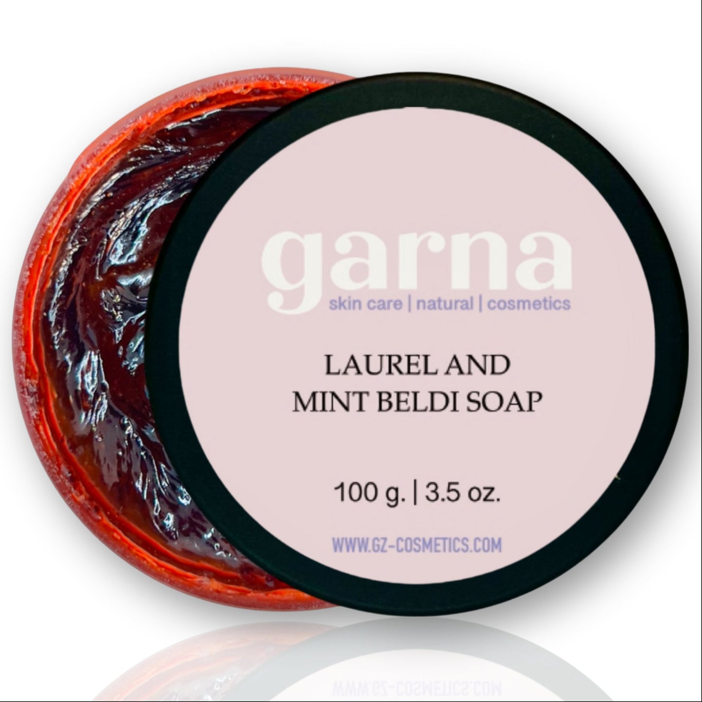 Laurel & Mint Beldi Soap by Garna (100g) – Moroccan black soap paste (beldi), photo 1