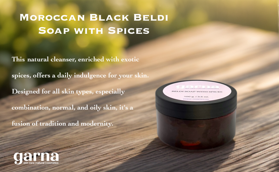 Garna Spice Scrub: Moroccan Black Beldi Soap 3.5 oz, Exfoliating Body Peel for Skin Purification & Hydration