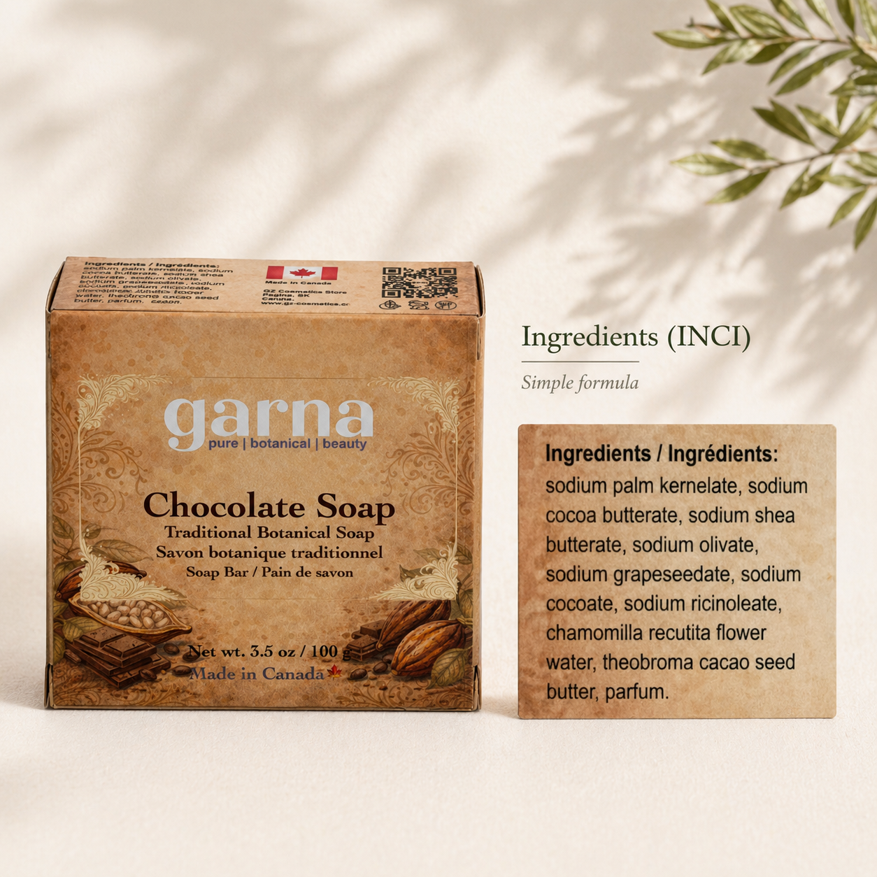 Chocolate Scented Soap Bar by Garna – Cozy handmade bar soap