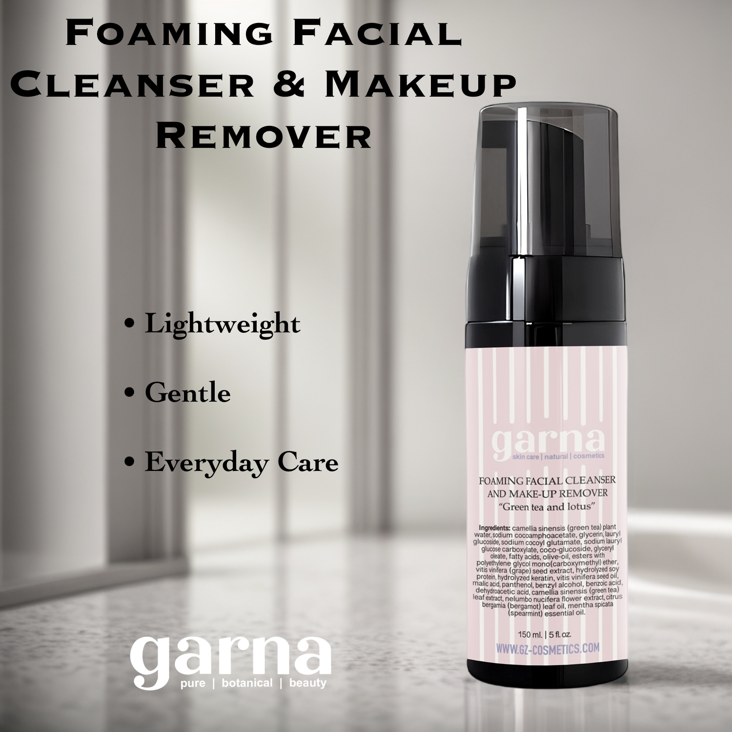 Green Tea & Lotus Foaming Cleanser by Garna – foaming face cleanser, photo 2