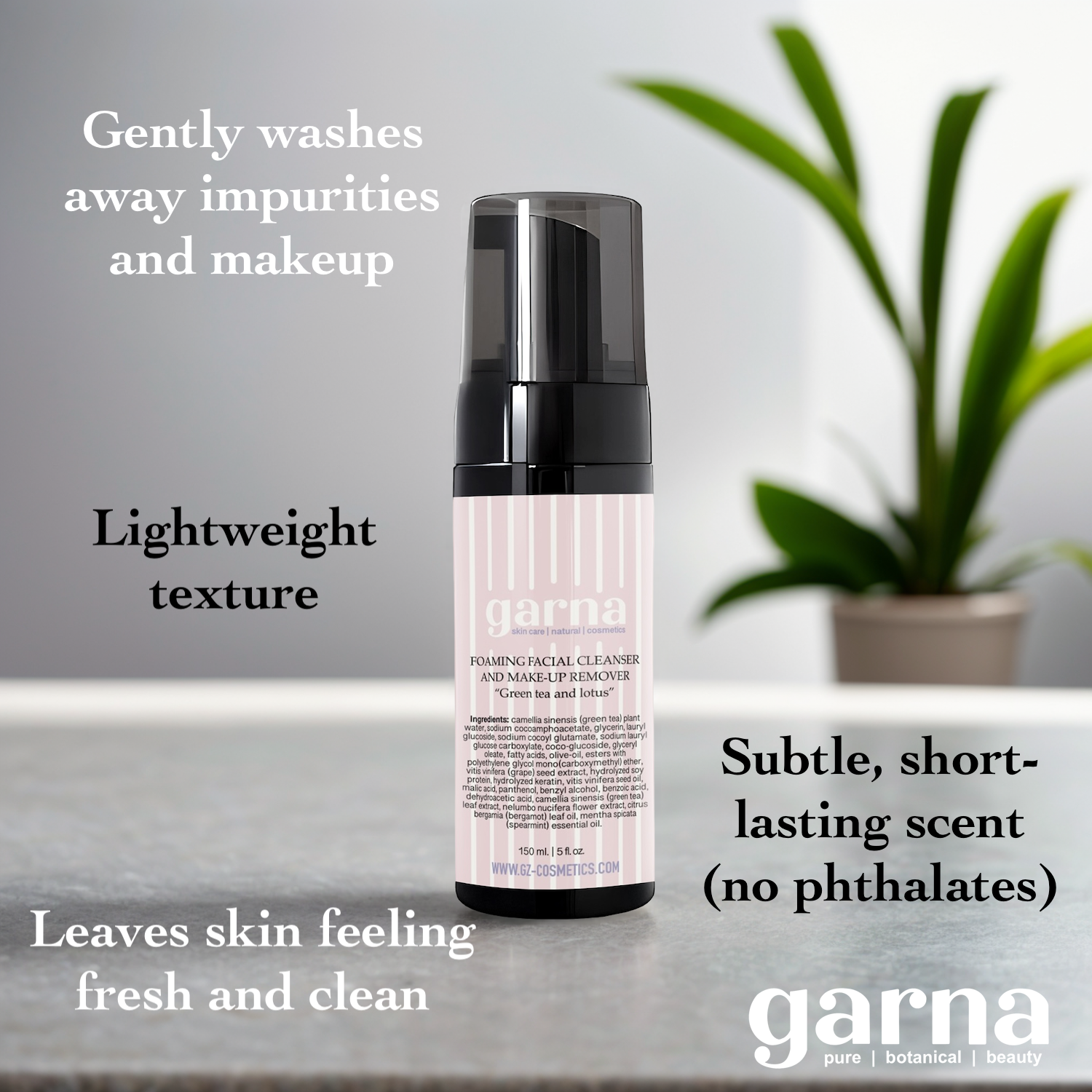 Green Tea & Lotus Foaming Cleanser by Garna – foaming face cleanser, photo 3