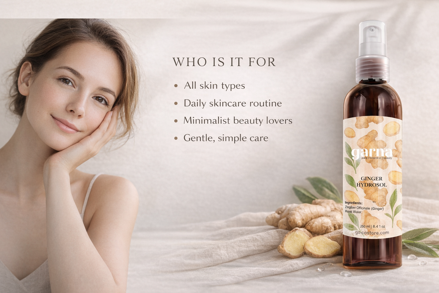 Ginger Hydrosol Mist by Garna 100 ml – Botanical face & hair mist for daily use