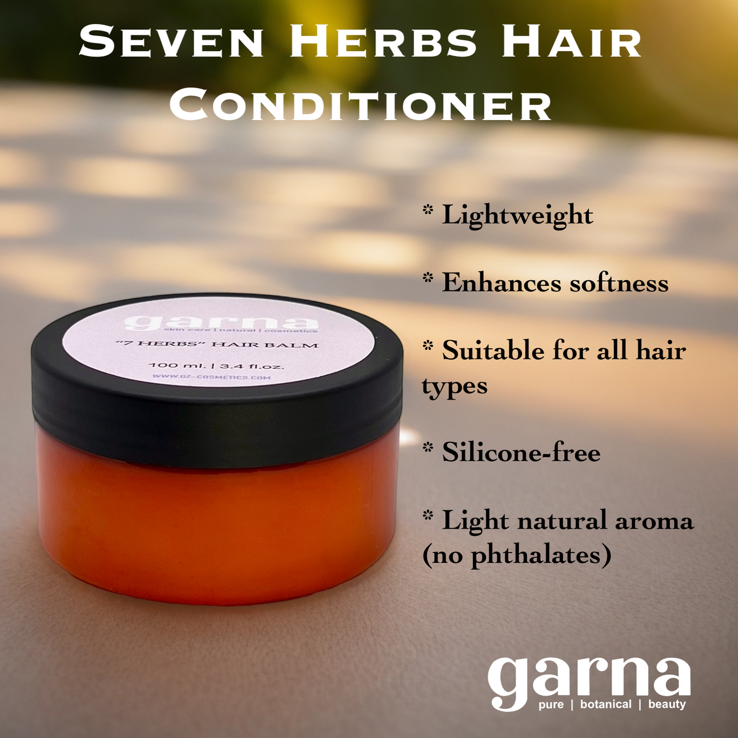 Seven Herbs Hair Balm by Garna (100g) – creamy hair conditioner balm, photo 2