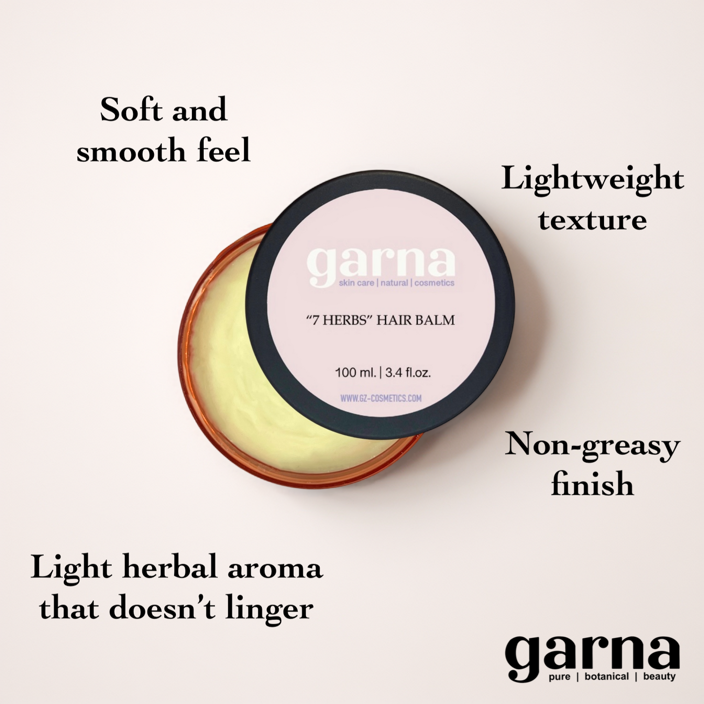Seven Herbs Hair Balm by Garna (100g) – creamy hair conditioner balm, photo 3