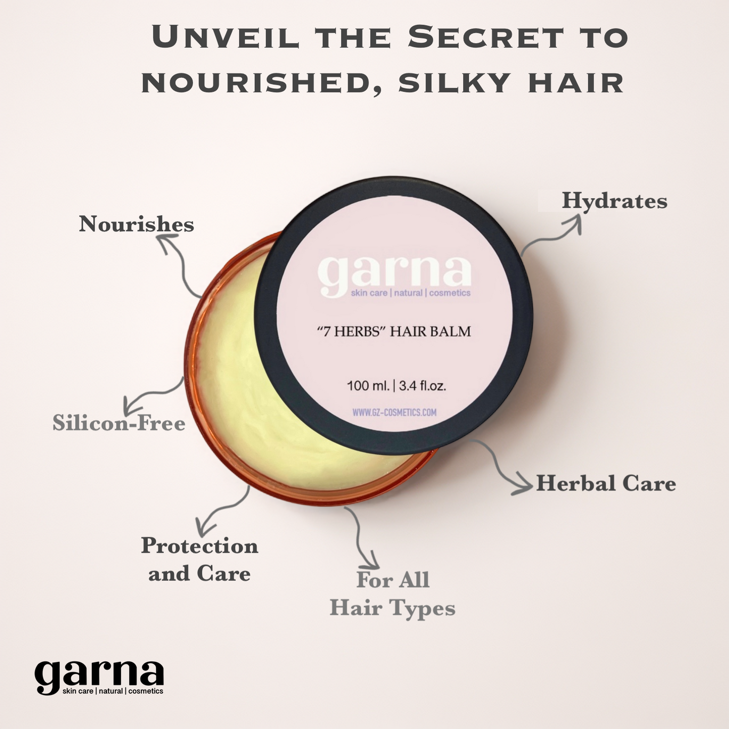 Garna Herbal Hair Conditioner: Seven Herbs 3.4 fl oz - Nourishing Hair Mask