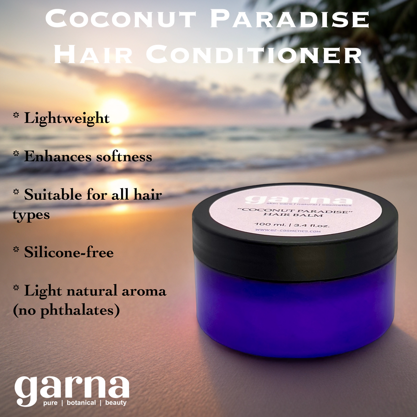 Coconut Paradise Hair Balm by Garna (100g) – creamy hair conditioner balm, photo 2