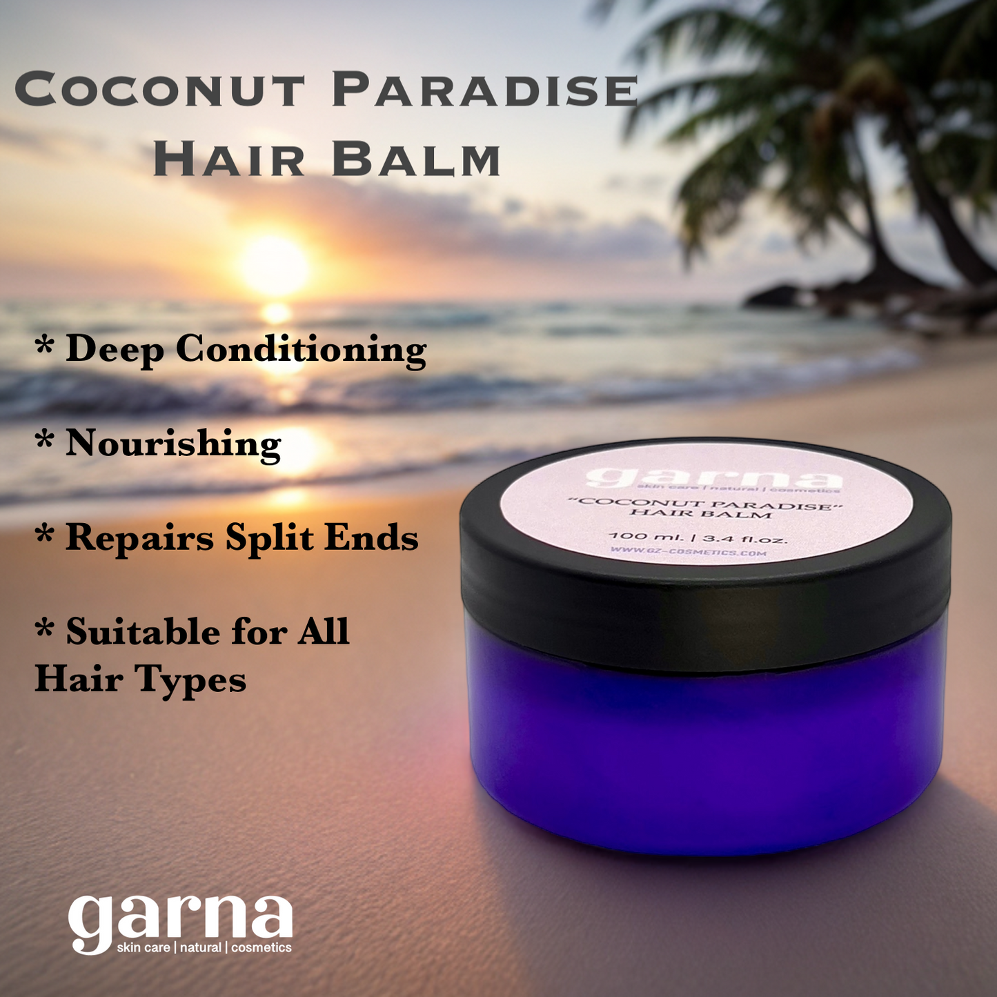 Garna Coconut Paradise Hair Conditioner Mask 3.4 fl oz - Hydrating & Nourishing