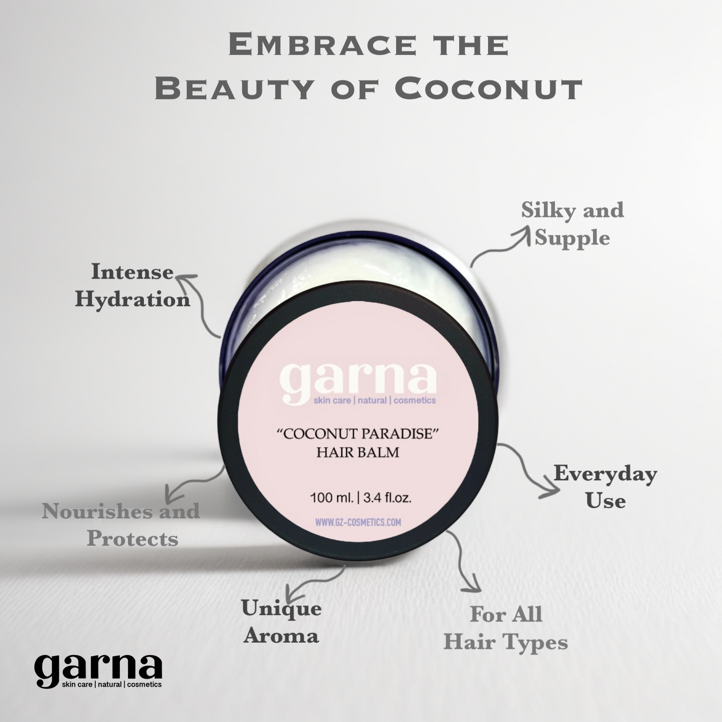 Garna Coconut Paradise Hair Conditioner Mask 3.4 fl oz - Hydrating & Nourishing