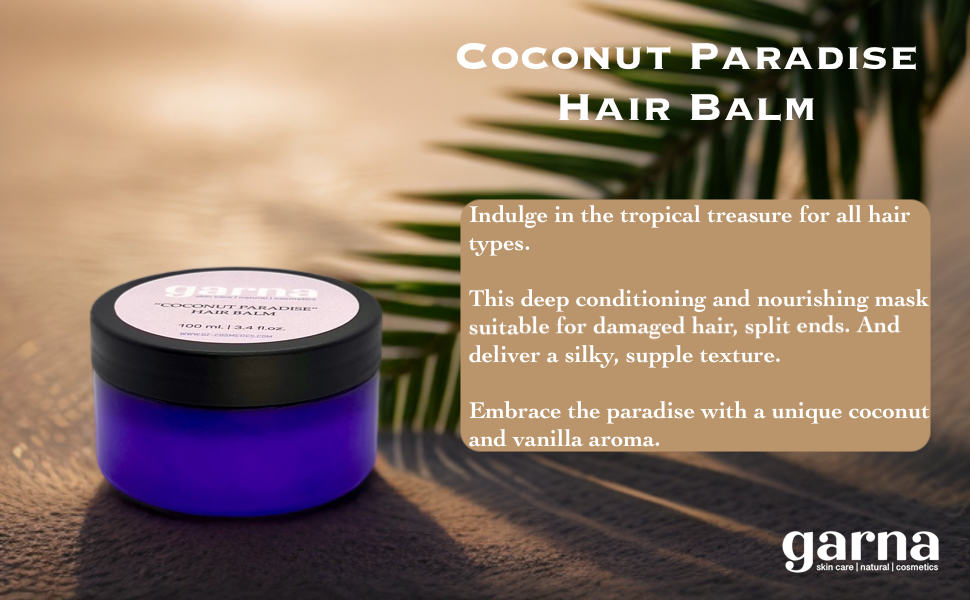 Baume capillaire Coconut Paradise 100 ml : masque revitalisant et nourrissant en profondeur | Convient à tous les types, y compris les cheveux abîmés avec pointes fourchues.