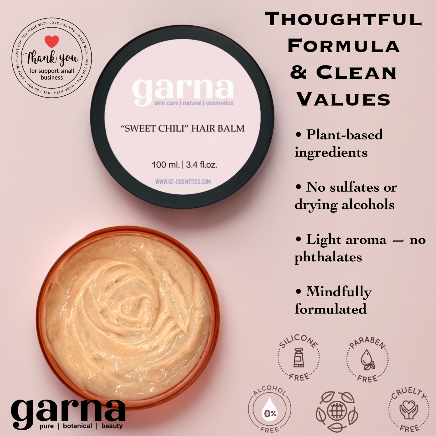 Sweet Chili Hair Balm by Garna (100g) – creamy hair conditioner balm, photo 5