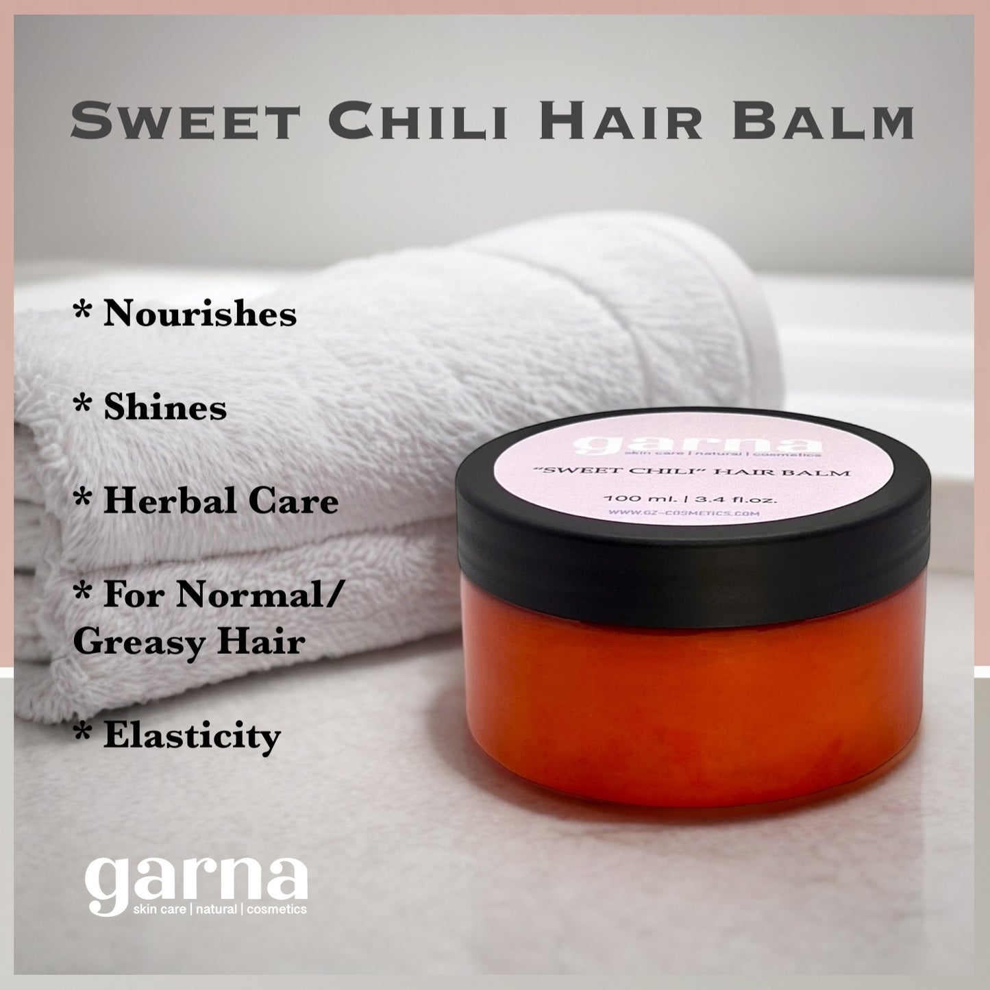 Garna Sweet Chili Hair Balm 3.4 fl oz: Vegan & Pure Hair Conditioner