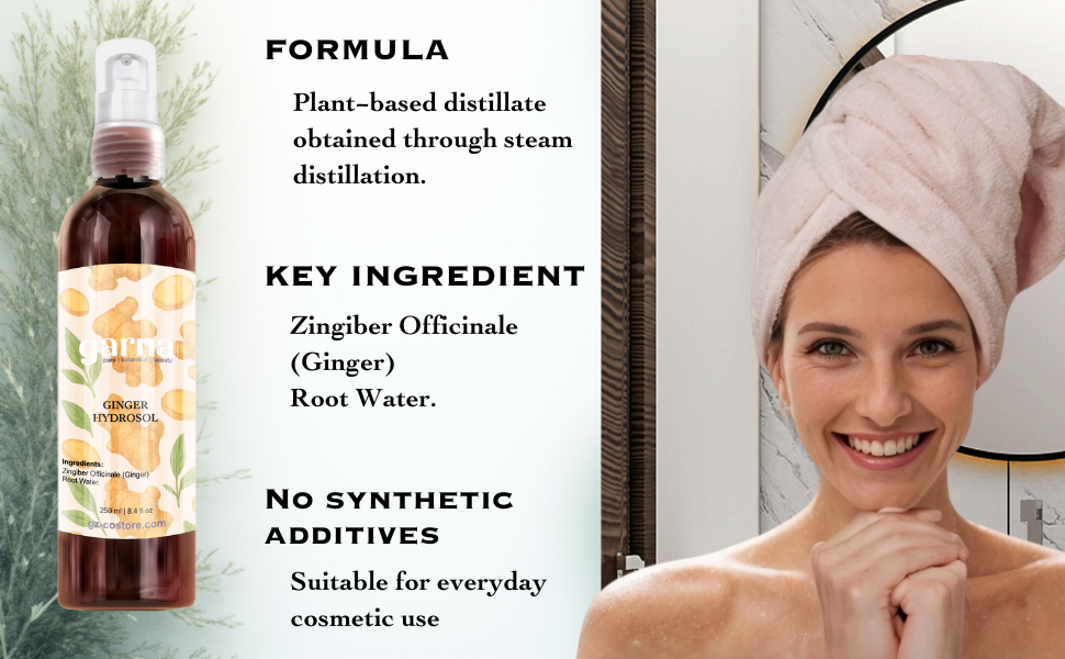 Ginger Hydrosol Mist by Garna – Botanical face & hair mist for daily use 250 ml