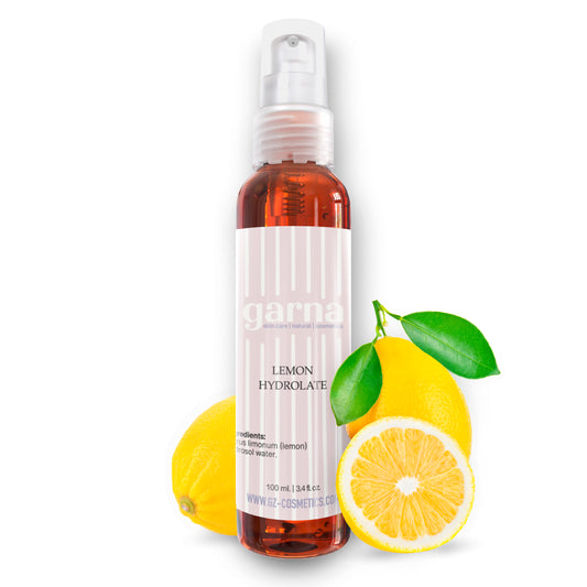 Brume d'hydrolat de citron Tonique Garna 100ml | Spray rafraîchissant pour le visage | Soins doux de la peau et des cheveux | Revigorant et hydratant