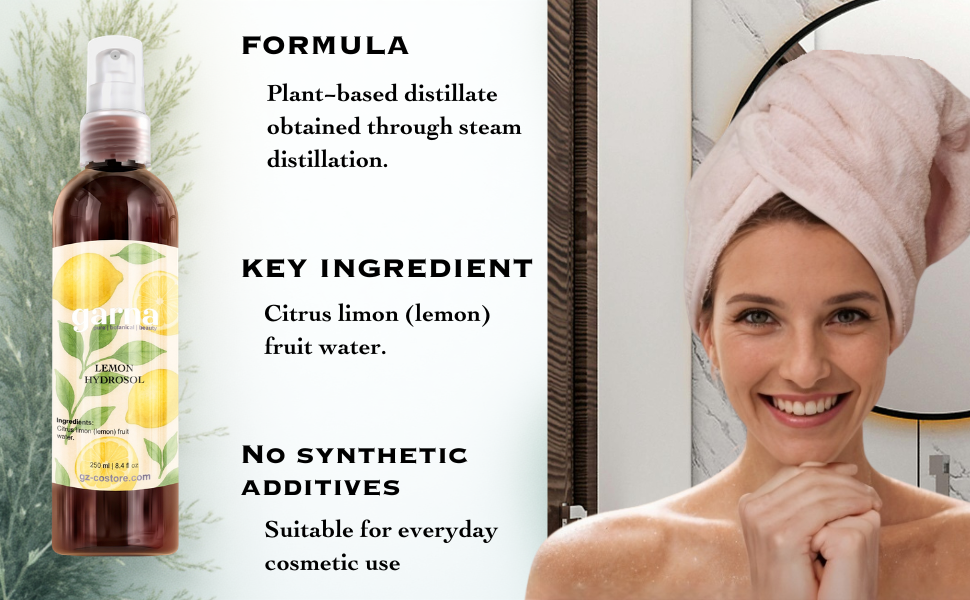 Lemon Hydrosol Mist by Garna – fresh citrus mist for an easy daily routine 250 ml