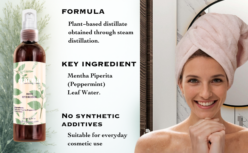 Mint Hydrosol Mist by Garna – Botanical face & hair mist for daily use 250 ml