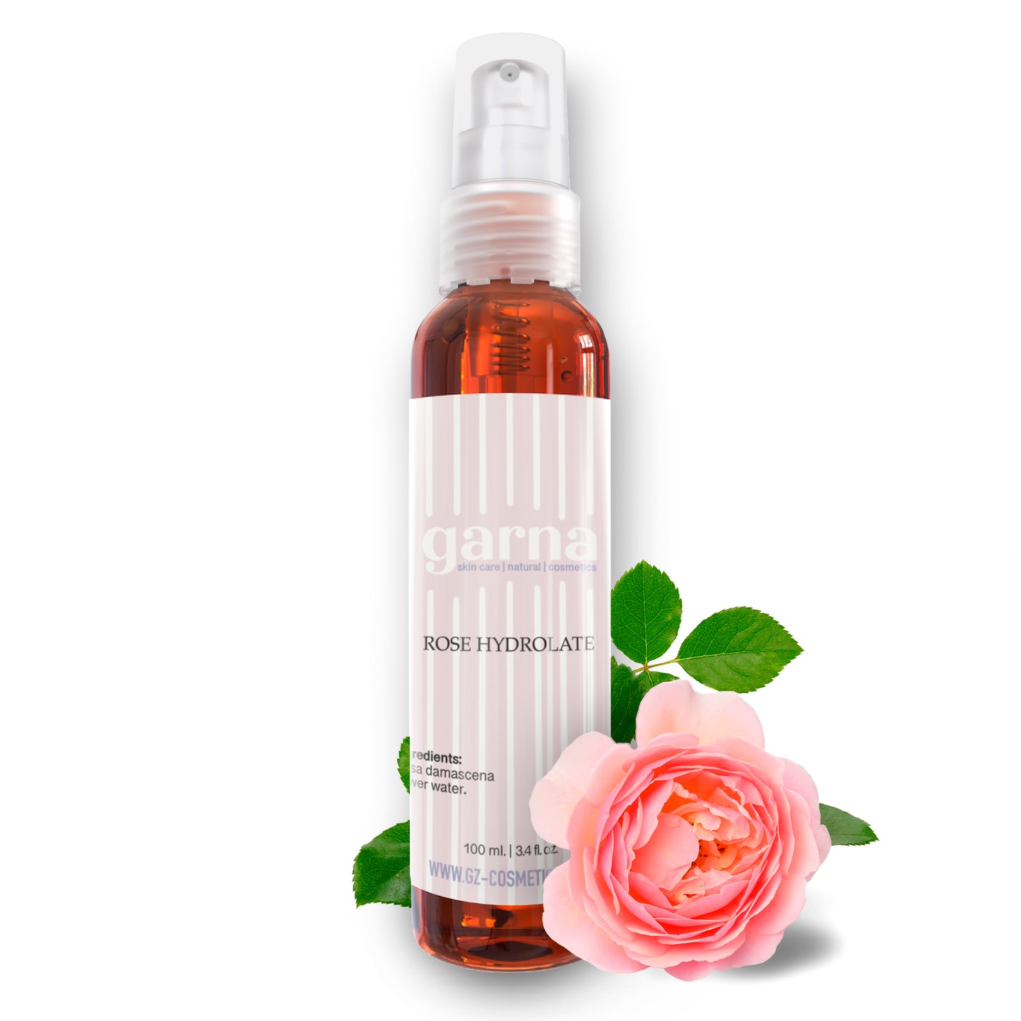 Garna Rose Water Spray 3.4 fl oz: Hydrating Face Toner & Hair Mist