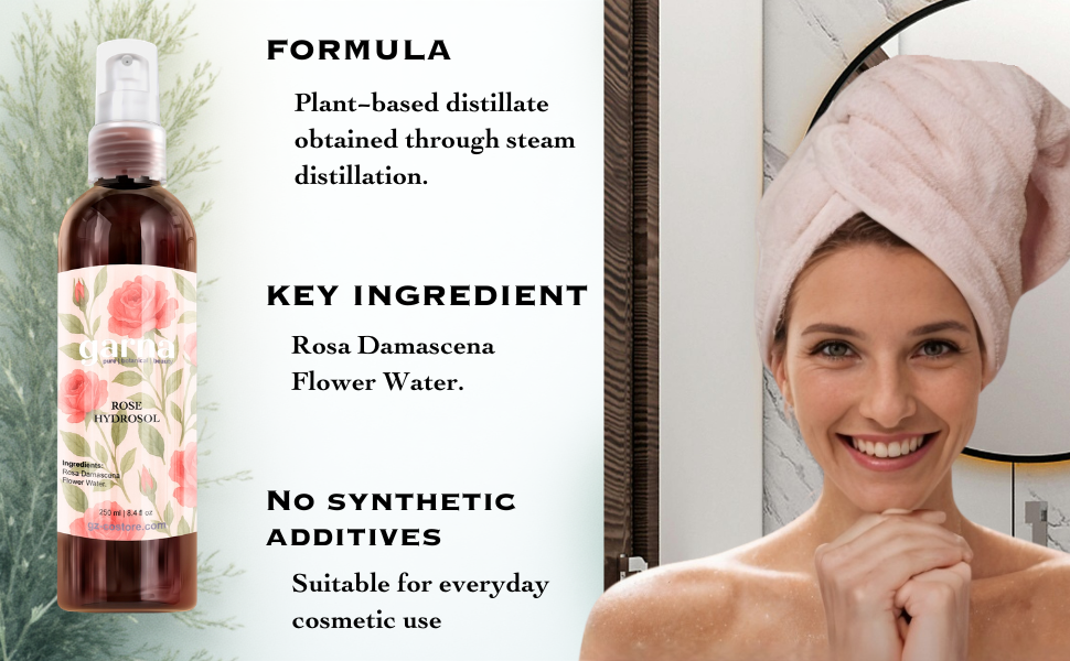 Garna Rose hydrosol 250 ml bottle